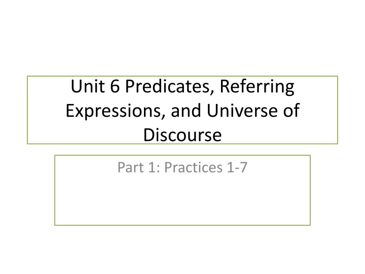 Predicates, Referring Expressions, and Universe of Discourse