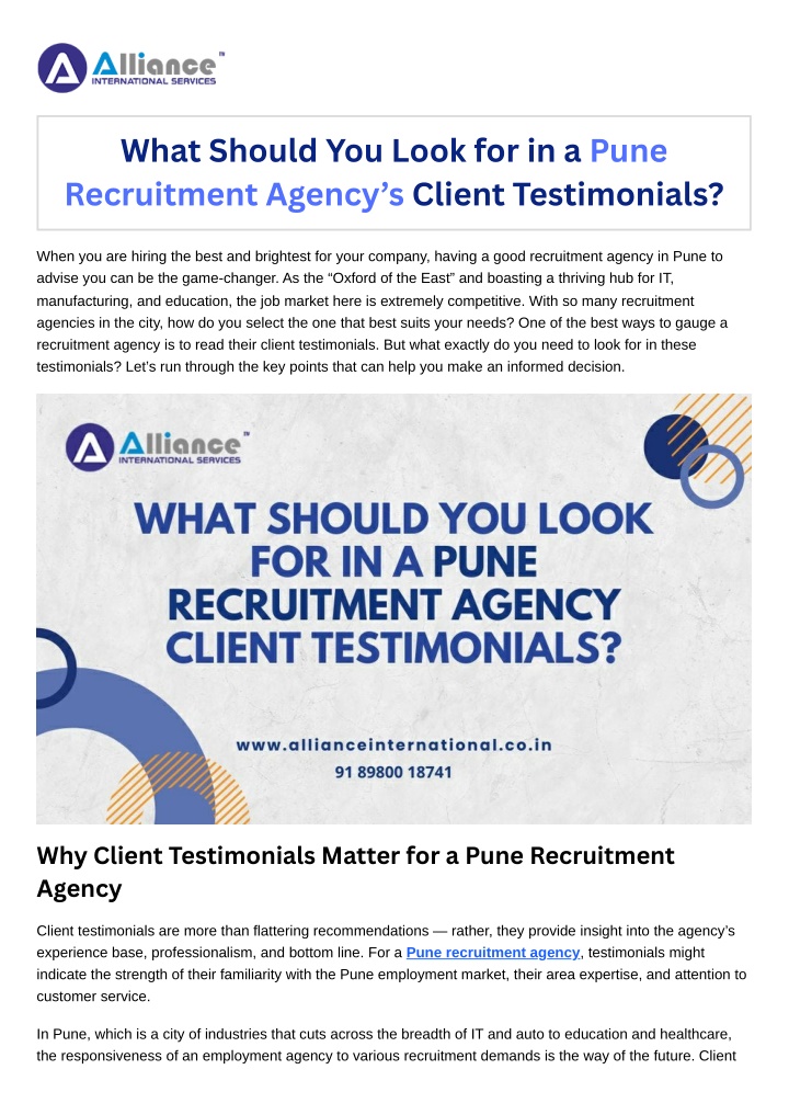 what should you look for in a pune recruitment n.w
