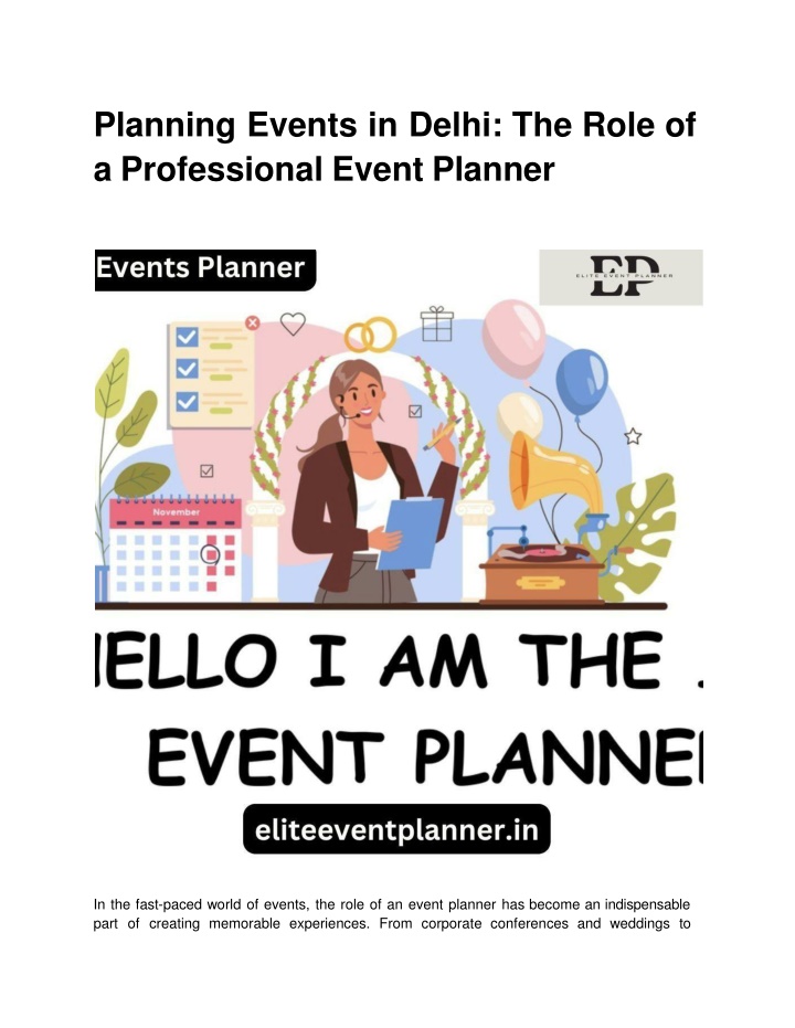 Planning Events in Delhi: The Role of a Professional Event Planner