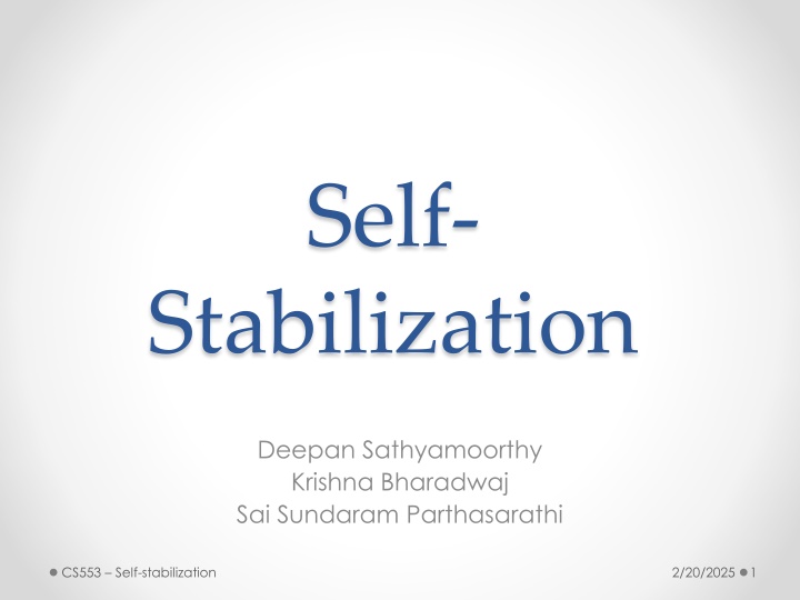 Self-Stabilization in Distributed Systems: A Concept of Fault-Tolerance