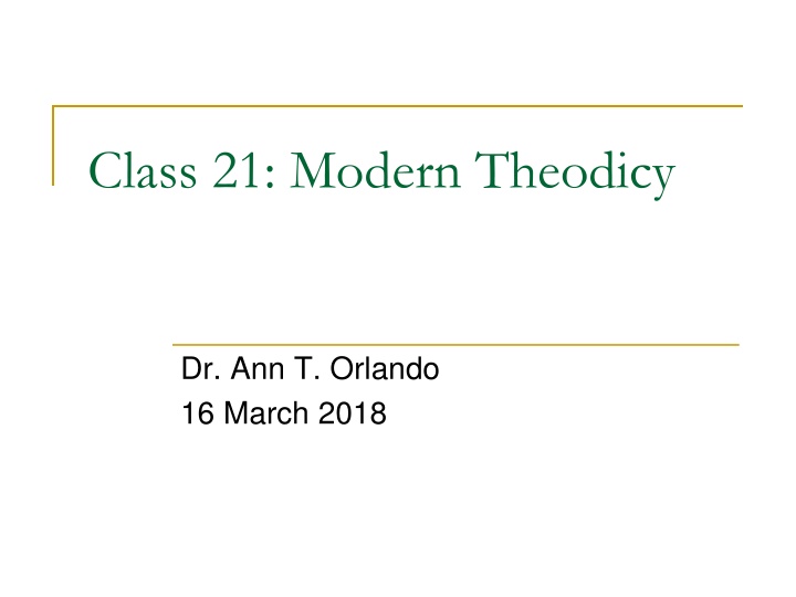 Modern Theodicy Through Early Modern Philosophers