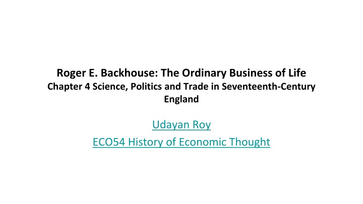 Science, Politics, and Trade in Seventeenth-Century England