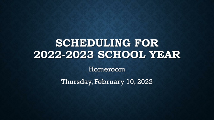 School Year Scheduling Information