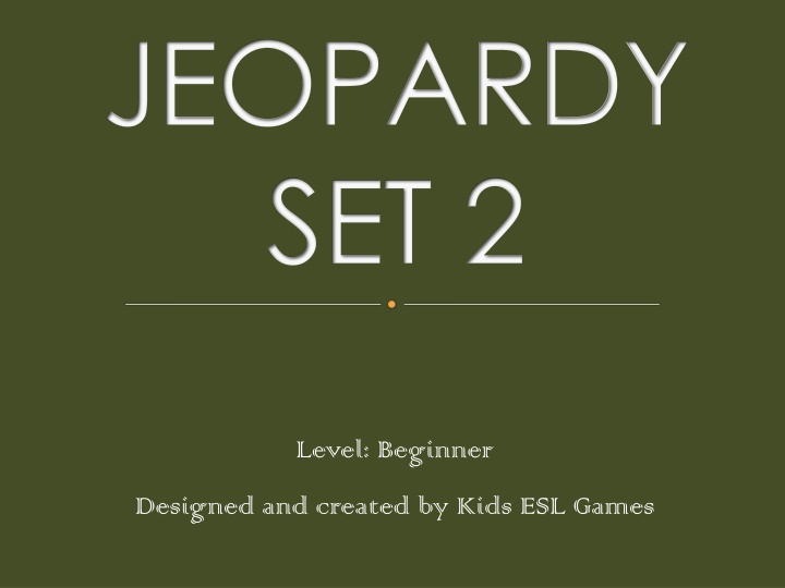 Kids ESL Jeopardy Set: Beginner Level