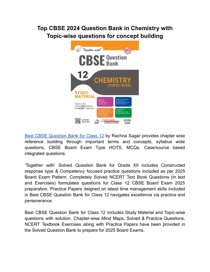 top cbse 2024 question bank in chemistry with n.w