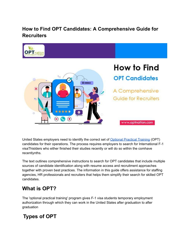 how to find opt candidates a comprehensive guide n.w