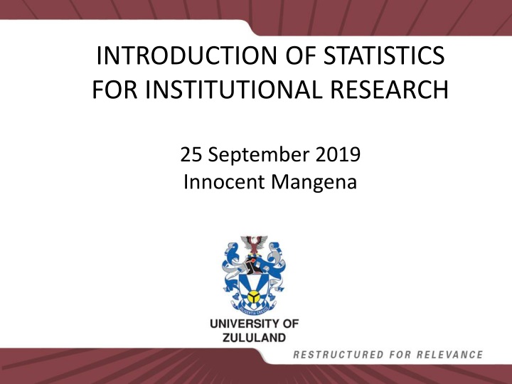 Introduction of Statistics for Institutional Research