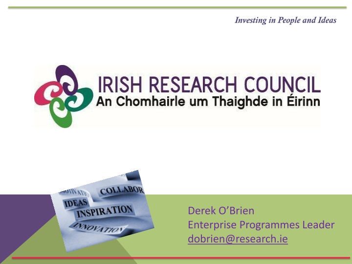 Investing in People and Ideas - Enterprise Programmes Leader