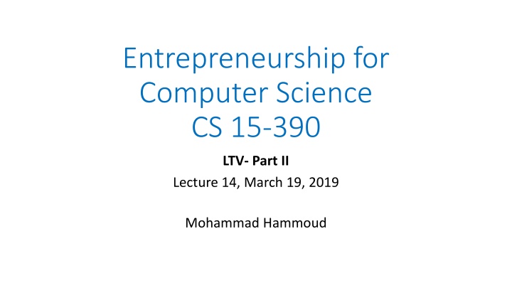 Net Present Value Calculation in Entrepreneurship