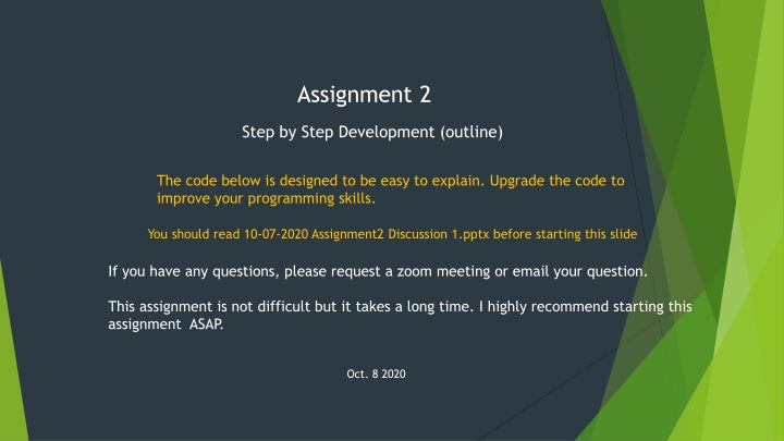 Assignment 2 Step-by-Step Development
