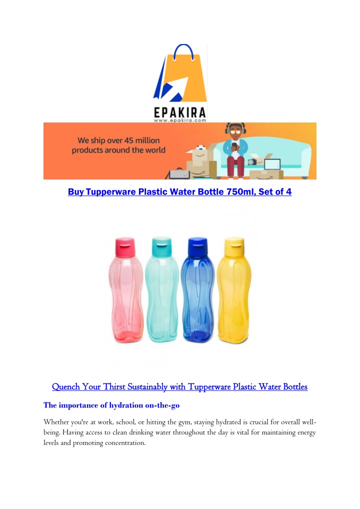 buy tupperware plastic water bottle 750ml set of 4 n.w