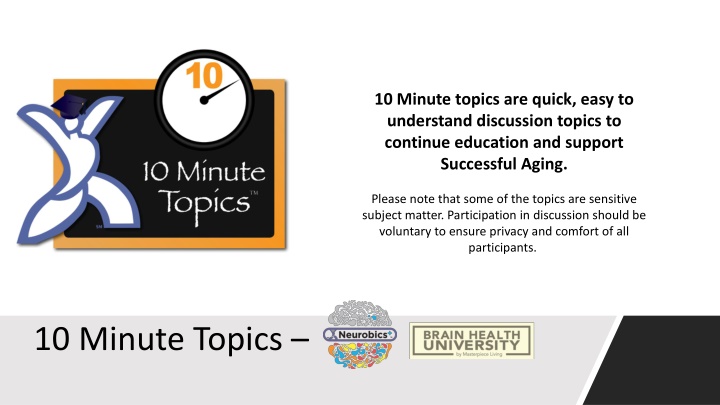Quick and Easy Topics for Successful Aging