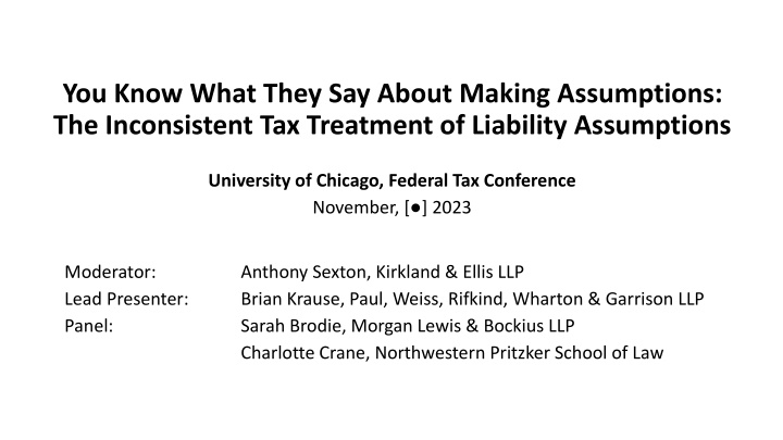 Inconsistent Tax Treatment of Liability Assumptions