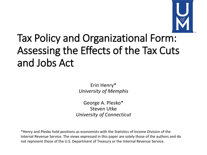 Effects of Tax Cuts on Organizational Form Choices