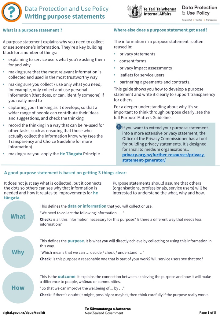 Writing Purpose Statements for Transparency and Trust