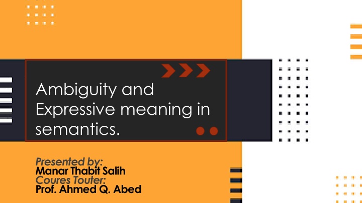 Ambiguity and   Expressive meaning in  semantics.