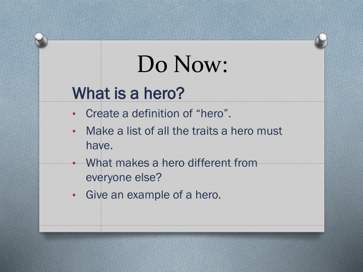 The Hero's Journey and Traits