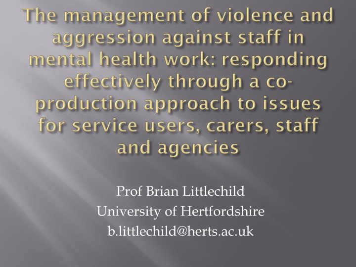 Key Issues in Mental Health Co-Production and Violence Management