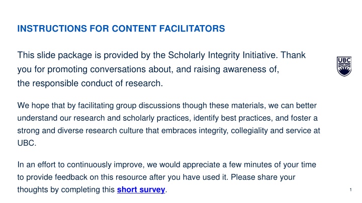 INSTRUCTIONS FOR CONTENT FACILITATORS