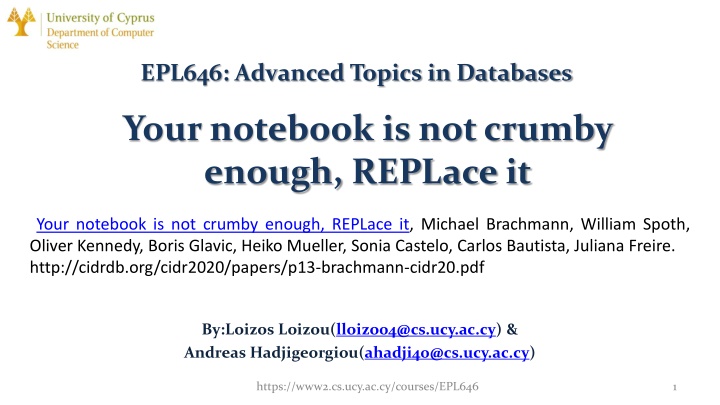Advanced Topics in Databases: Vizier Overview and Limitations of Existing Tools
