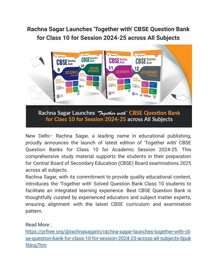 rachna sagar launches together with cbse question n.w