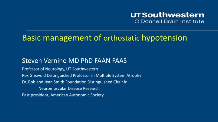Basic management of Orthostatic Hypotension