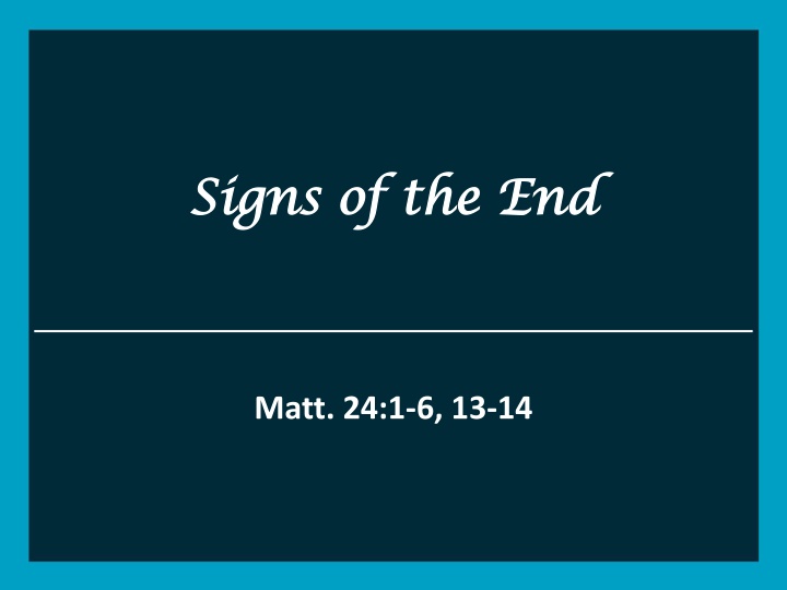 Signs of the End