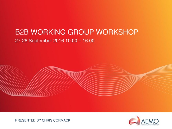 B2B Working Group Workshop Agenda