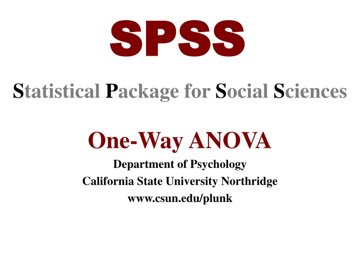SPSS One-Way ANOVA at California State University Northridge