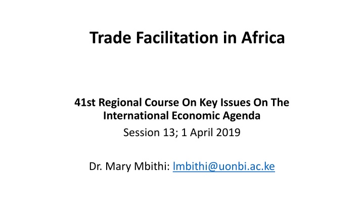 Trade Facilitation in Africa
