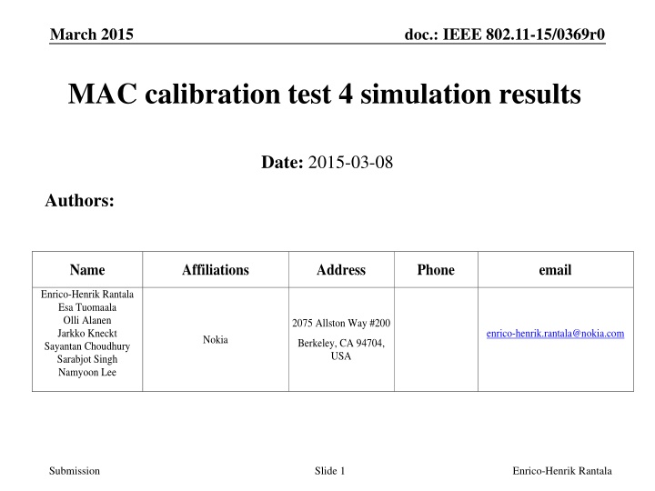 MAC calibration test 4 simulation results