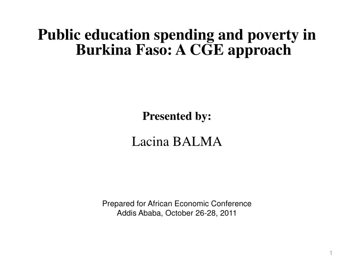 Public education spending and poverty in  Burkina Faso: A CGE approach