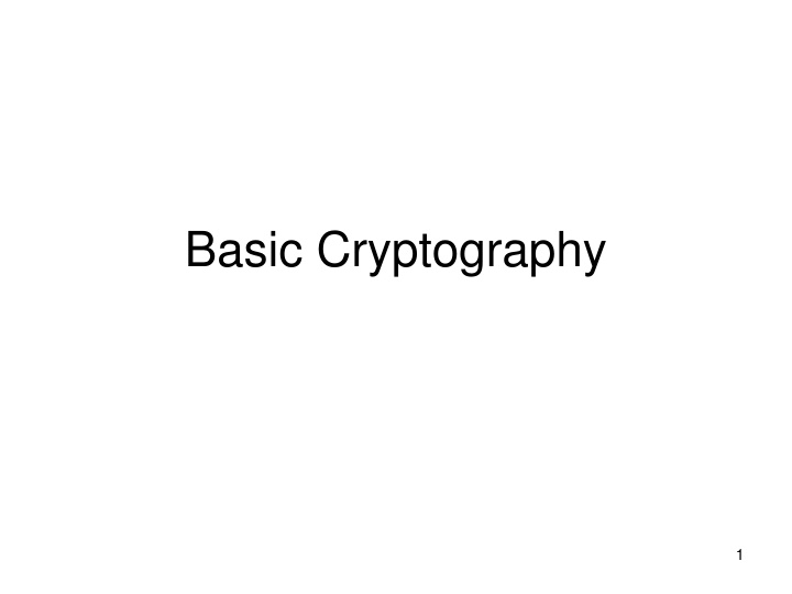 Basic Cryptography