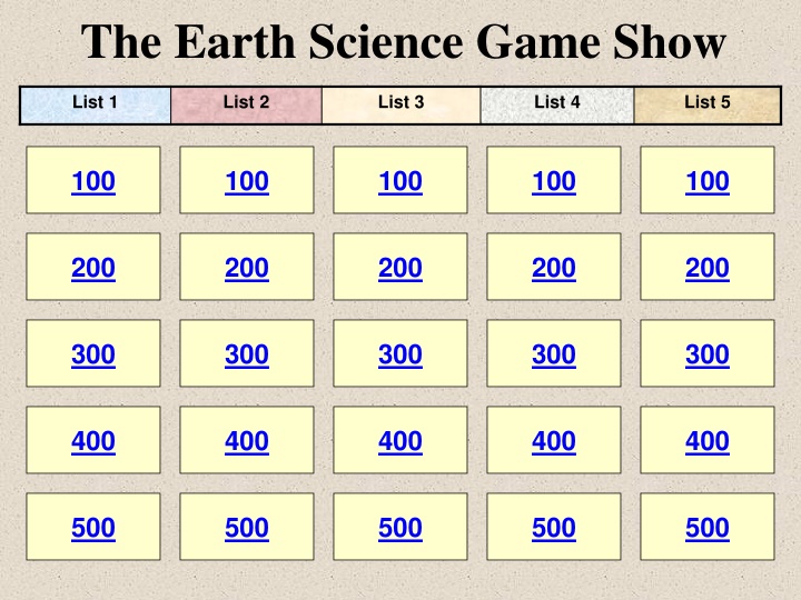 The Earth Science Game Show