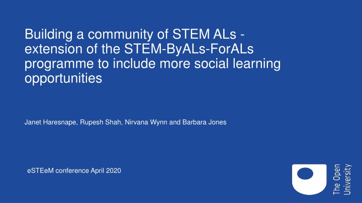Building a Community of STEM ALs: Extension of STEM-ByALs-ForALs Programme