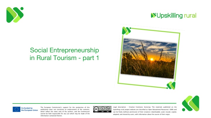 Innovative Social Entrepreneurship in Rural Tourism