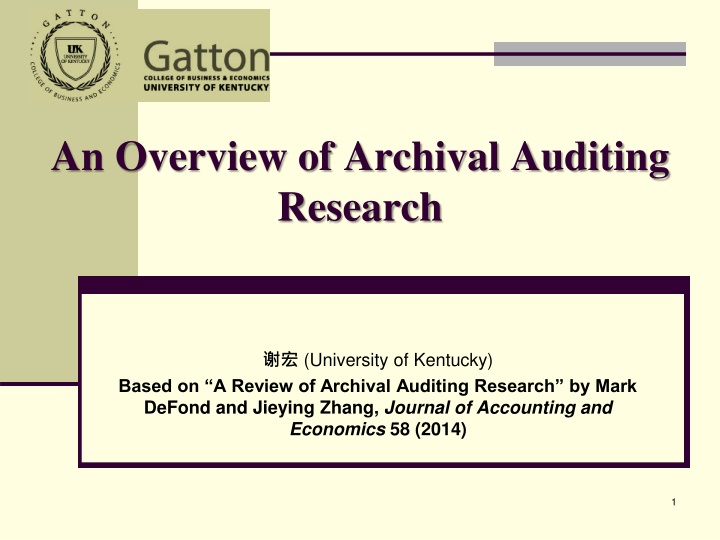Overview of Audit Quality Research