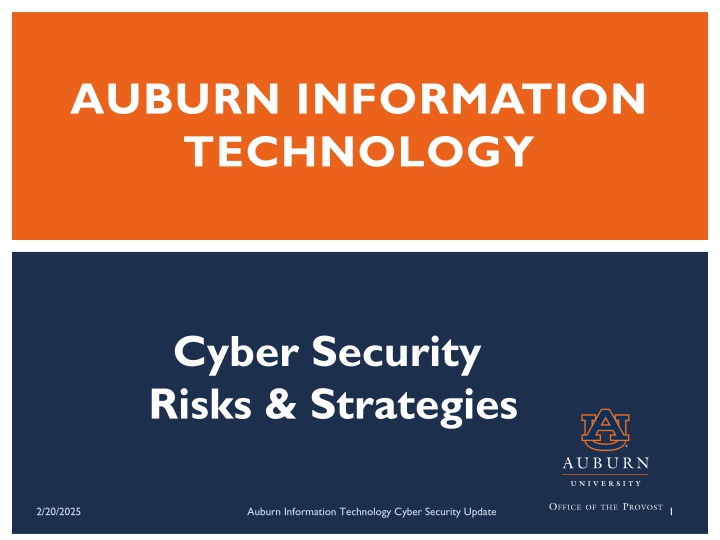 AUBURN INFORMATION  TECHNOLOGY Cyber Security  Risks & Strategies