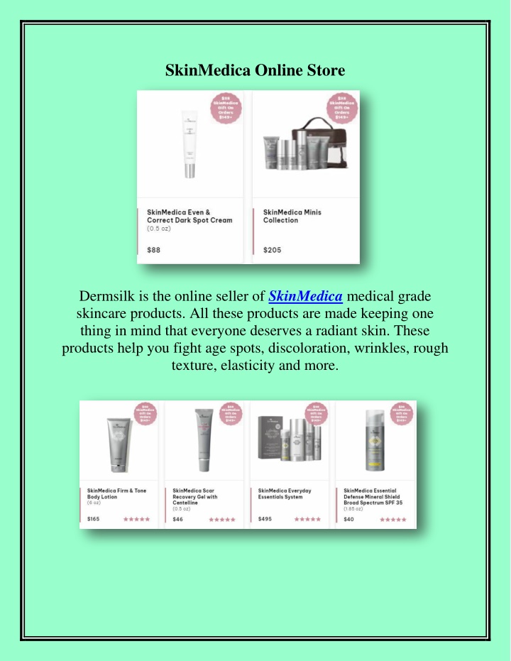 skinmedica online store n.w