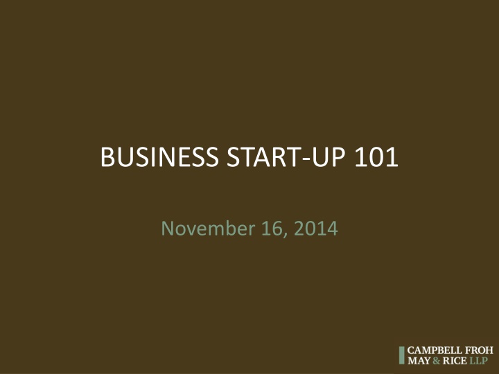 BUSINESS START-UP 101