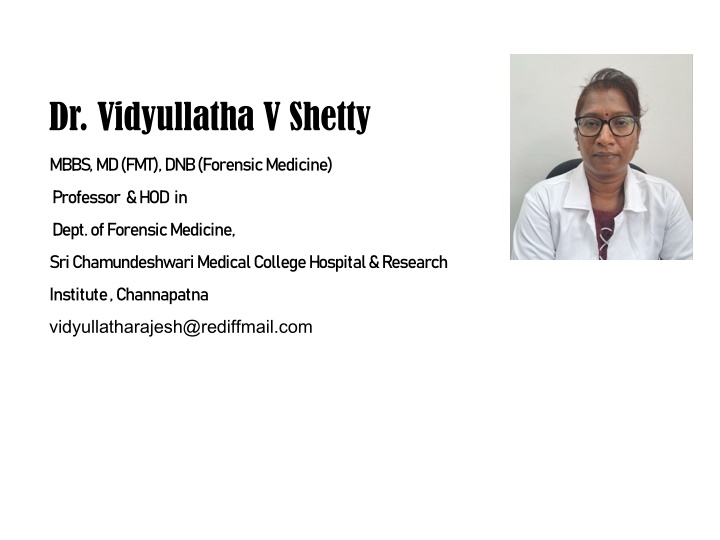 Dr. Vidyullatha V. Shetty - Forensic Medicine Professor & HOD