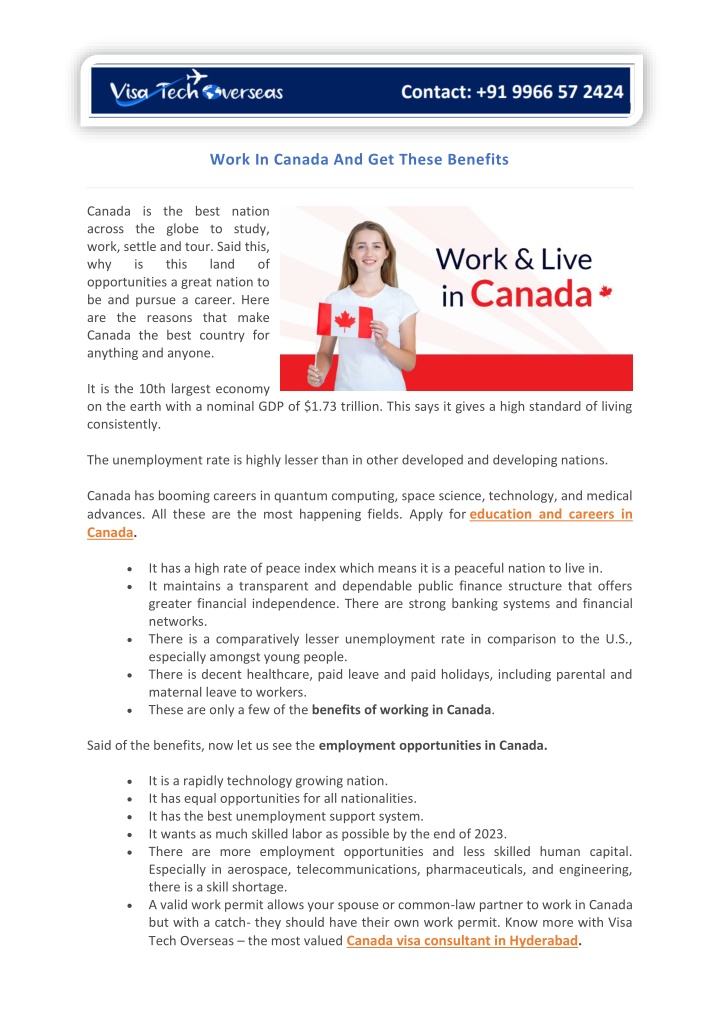 work in canada and get these benefits n.w