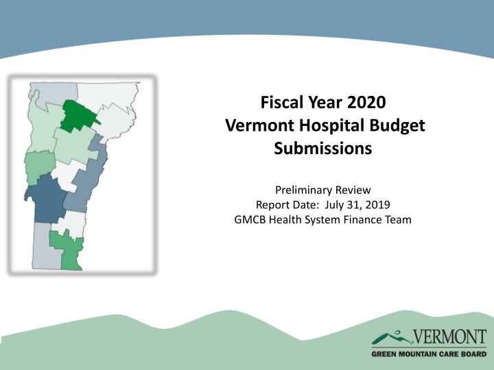 Vermont Hospital Budget FY20 Preliminary Review