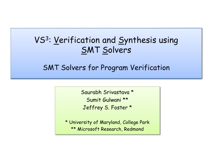 Verification and Synthesis using SMT Solvers