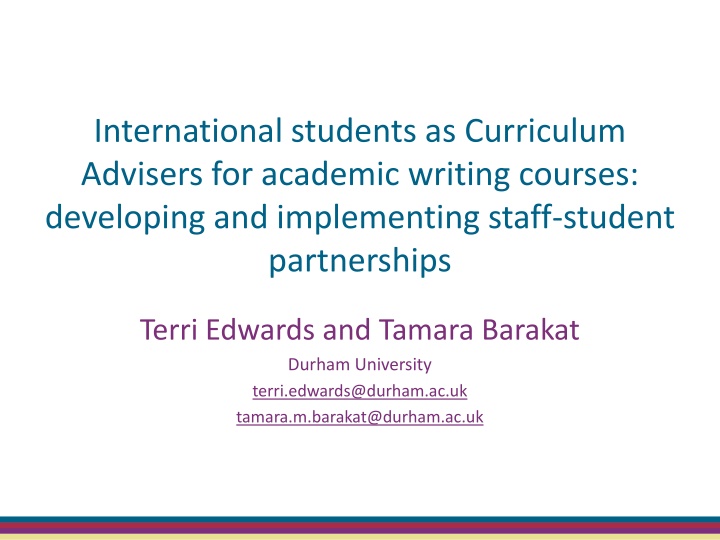 Developing Student-Staff Partnerships in Academic Writing Courses
