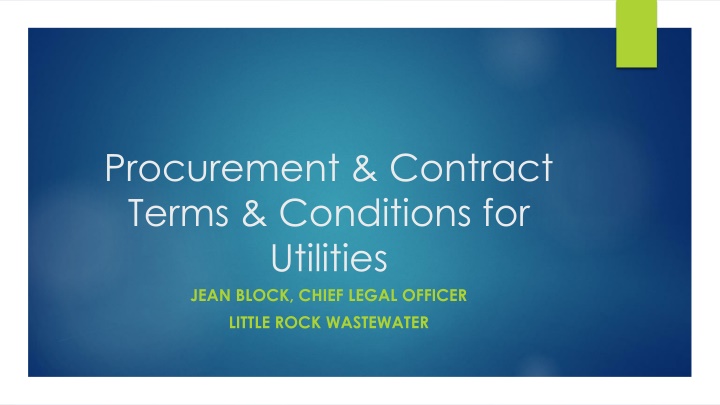 Utility Procurement & Contract Terms for Little Rock Wastewater