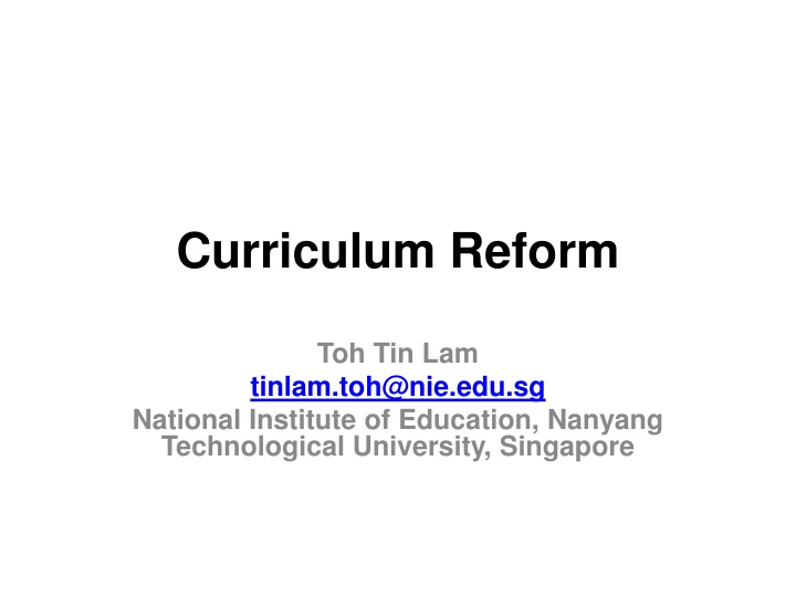 Curriculum Reform