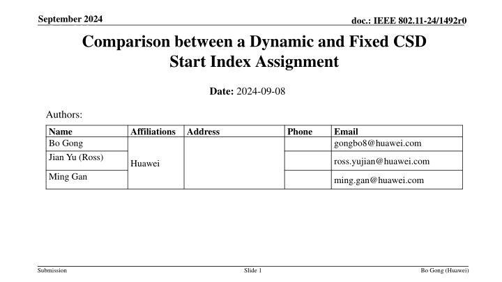 Comparison of Dynamic and Fixed CSD Start Index Assignment