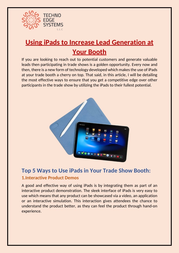 using ipads to increase lead generation at your n.w
