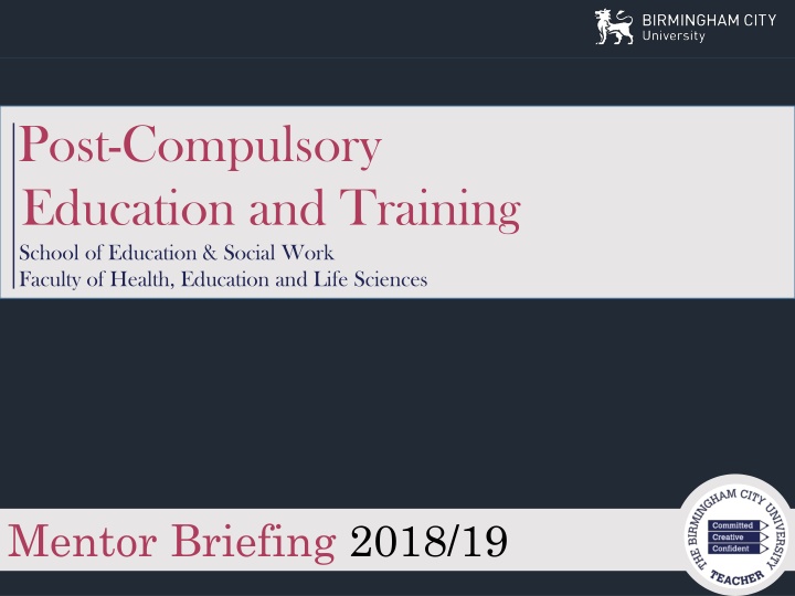 Post-Compulsory Education Mentor Briefing 2018/19